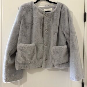 American Eagle Outfitters Plush size large light blue-gray Teddy Jacket